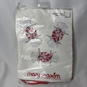 Vintage Mary Maxim Needlepoint Peppermint Candy Christmas Ornaments Makes 10
